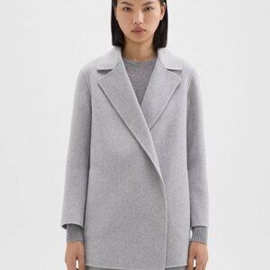 Theory Clairene Jacket in Double-Face Wool-Cashmere Gray